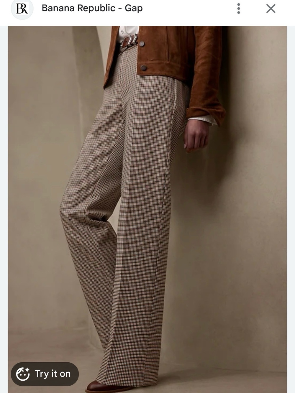 LIDO STRAIGHT ITALIAN WOOL PANT Banana Republic houndstooth  straight fit Pants